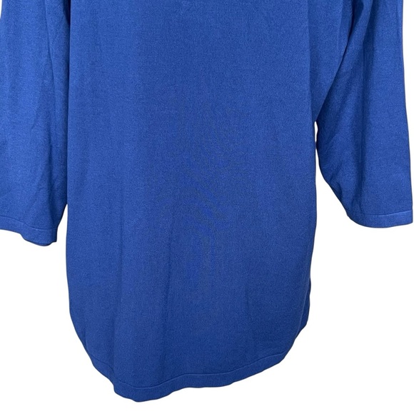 Chico’s Button Detail V-neck Pullover Blue Sweater Women’s Size 2 Regular Size L - Picture 6 of 9